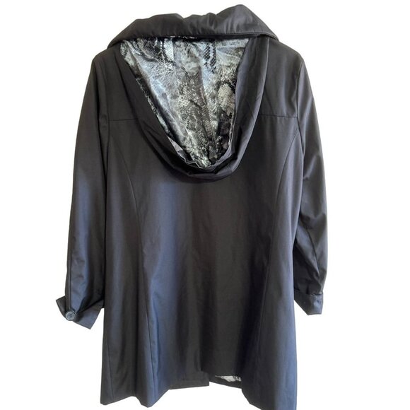 DENNIS BY DENNIS BRASSO COAT WN'S SZM BLK GRAY PYTHON LINING WINDBREAKER CITY - Picture 2 of 9